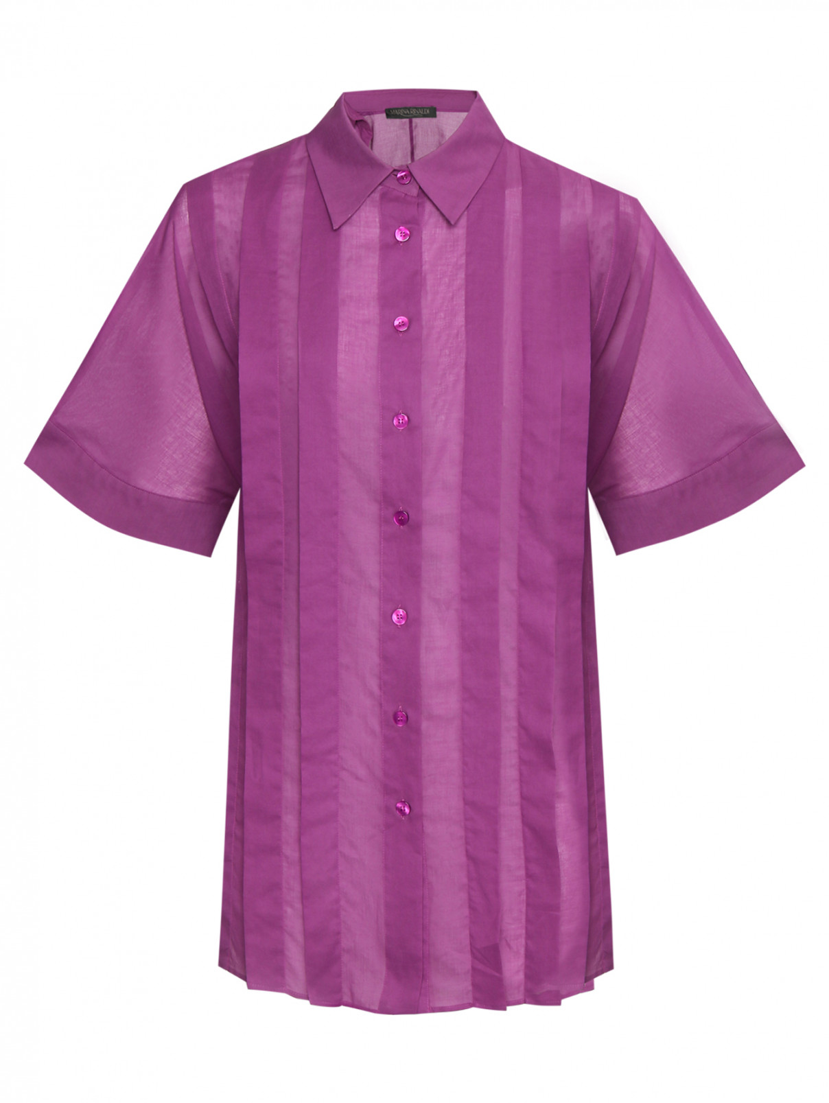 Блуза из хлопка с разрезами Marina Rinaldi  –  Общий вид  – Цвет:  Фиолетовый