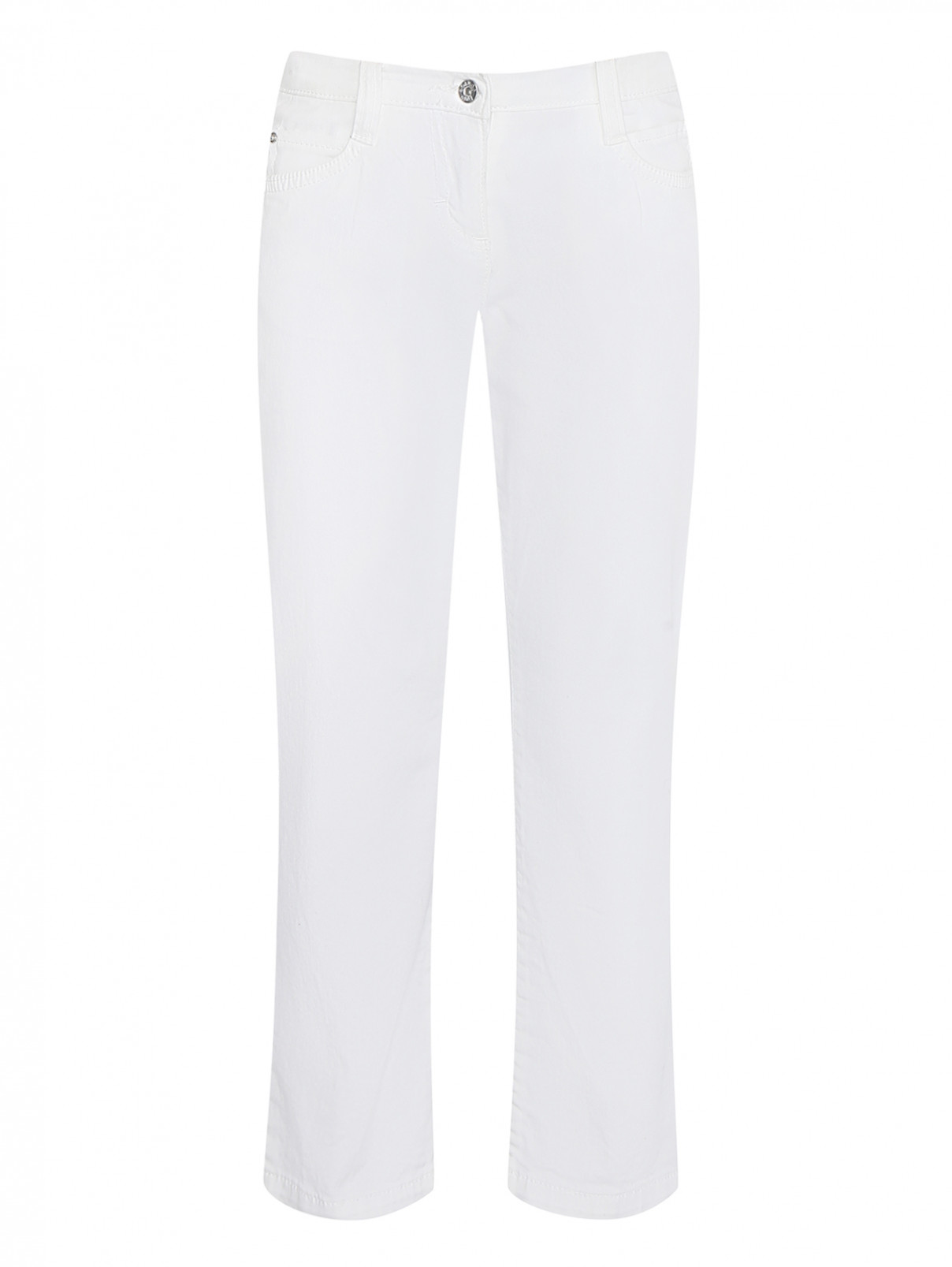 Широкие джинсы с декором на карманах D&G Junior  –  Общий вид  – Цвет:  Белый