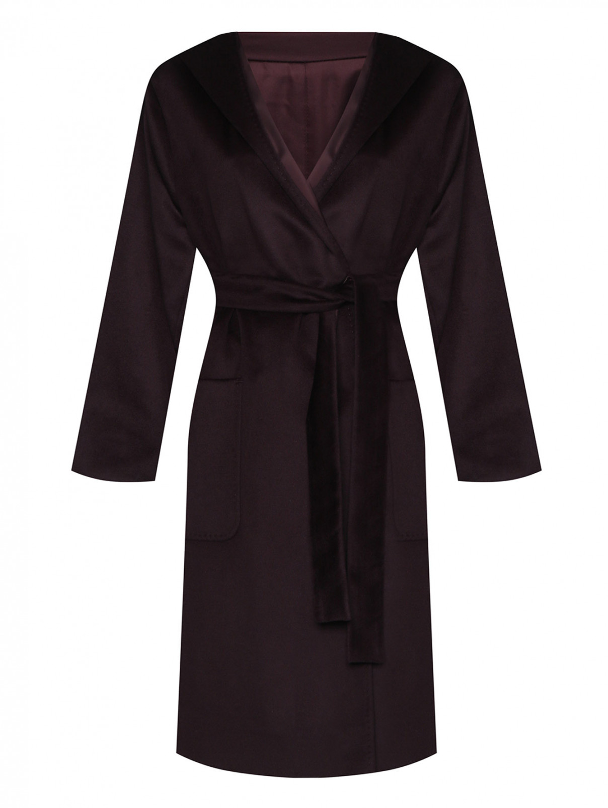 Пальто с капюшоном и поясом Marina Rinaldi  –  Общий вид  – Цвет:  Фиолетовый