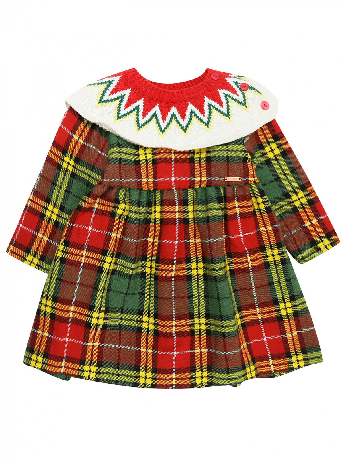 Платье свободного кроя с вязанным воротничком Gaultier Junior  –  Общий вид  – Цвет:  Узор