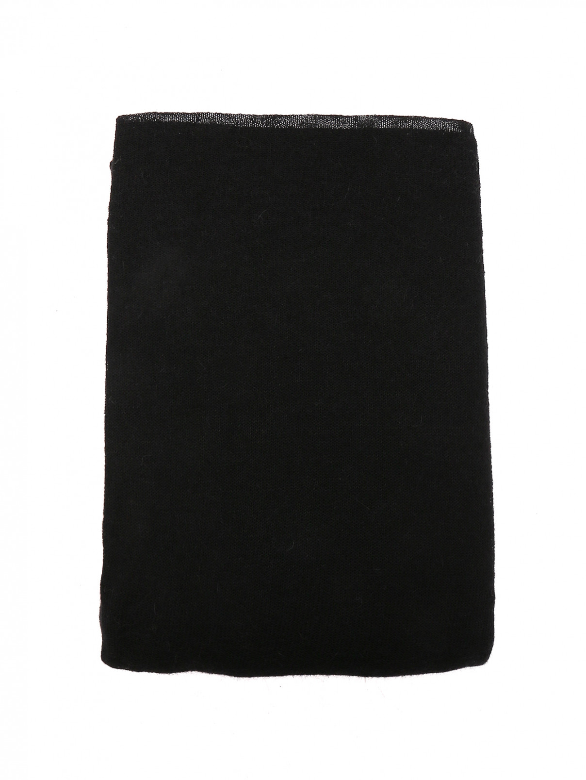 Шарф из смешанной шерсти с кружевной аппликацией Ermanno Scervino  –  Общий вид  – Цвет:  Черный