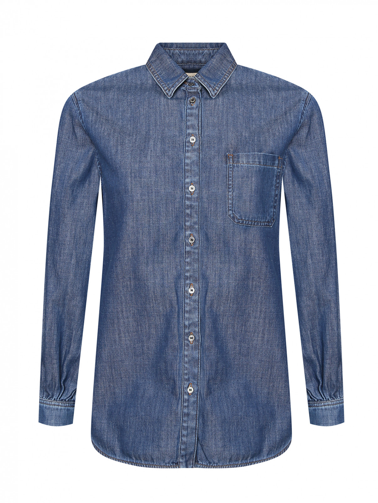 Рубашка из денима на пуговицах Weekend Max Mara  –  Общий вид  – Цвет:  Синий