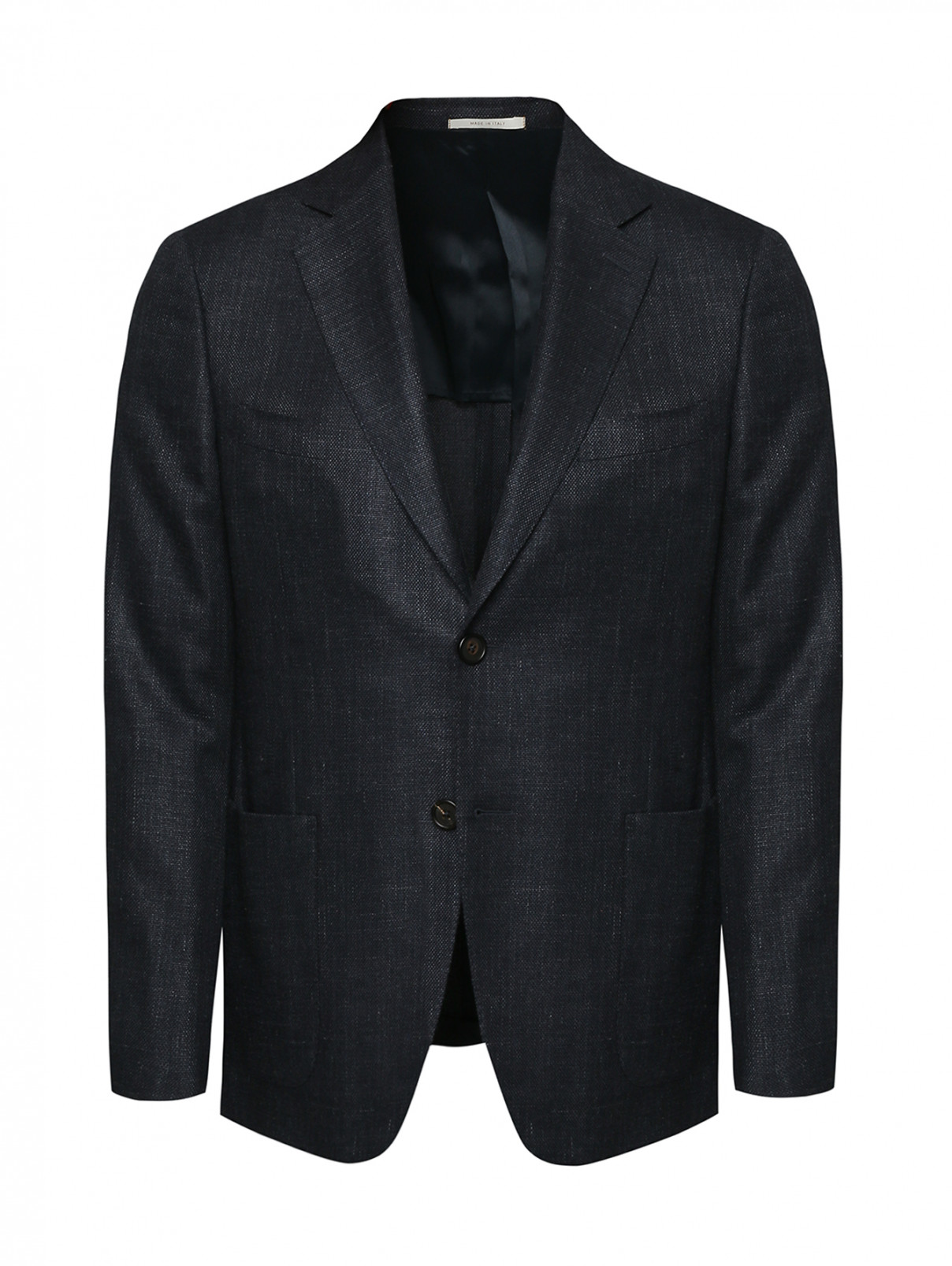 Пиджак из шерсти и шелка с накладными карманами Pal Zileri  –  Общий вид  – Цвет:  Синий