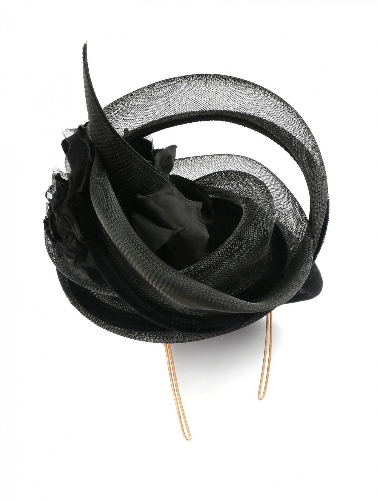 Шляпка из бархата с декором Philip Treacy London  –  Общий вид  – Цвет:  Черный