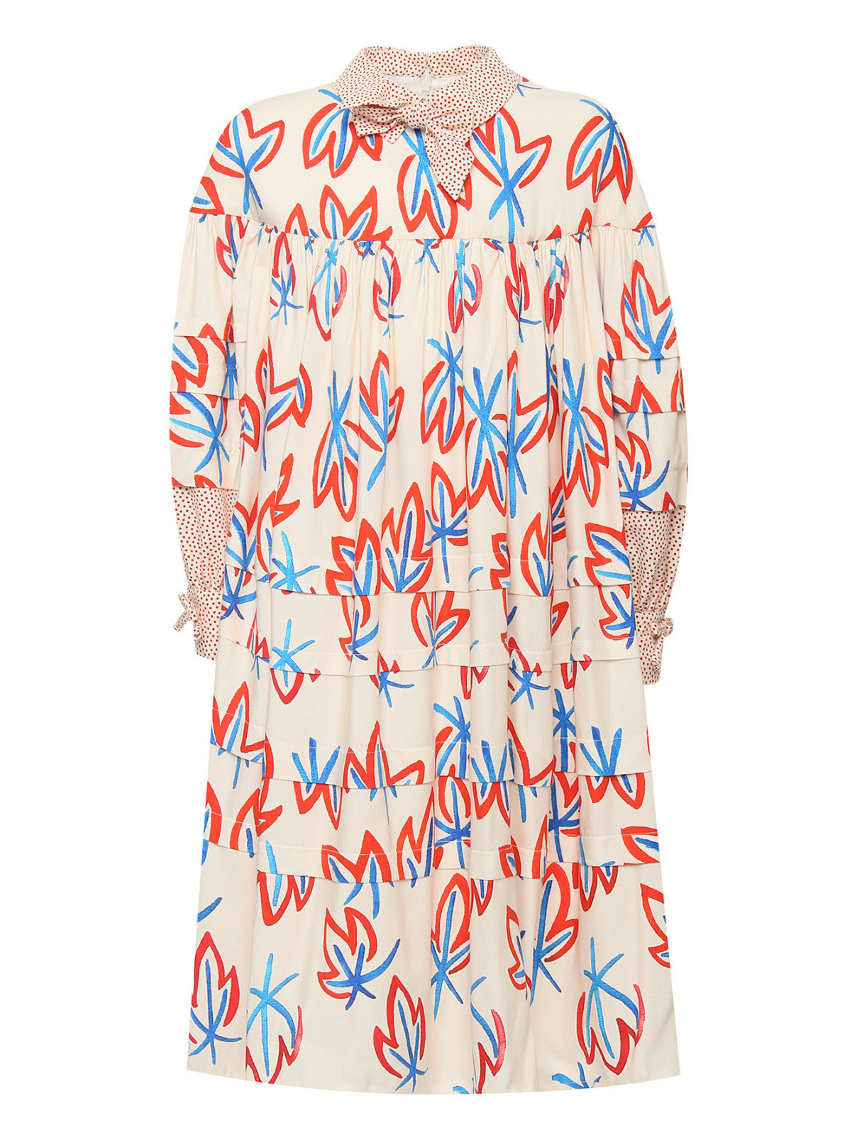 Платье из вискозы с длинным рукавом MiMiSol  –  Общий вид  – Цвет:  Узор