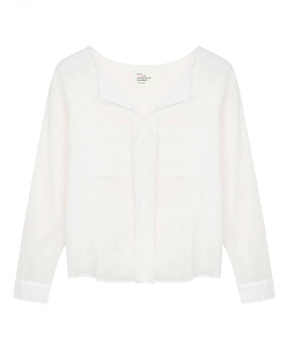 Хлопковая блуза свободного кроя с накладными карманами Leon&Harper  –  Общий вид  – Цвет:  Белый