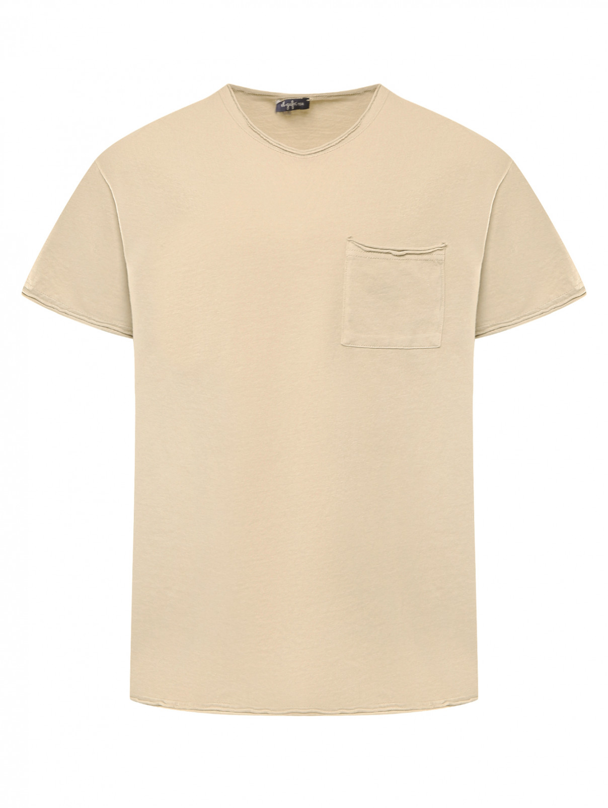 Однотонная футболка с карманом Il Gufo  –  Общий вид  – Цвет:  Бежевый