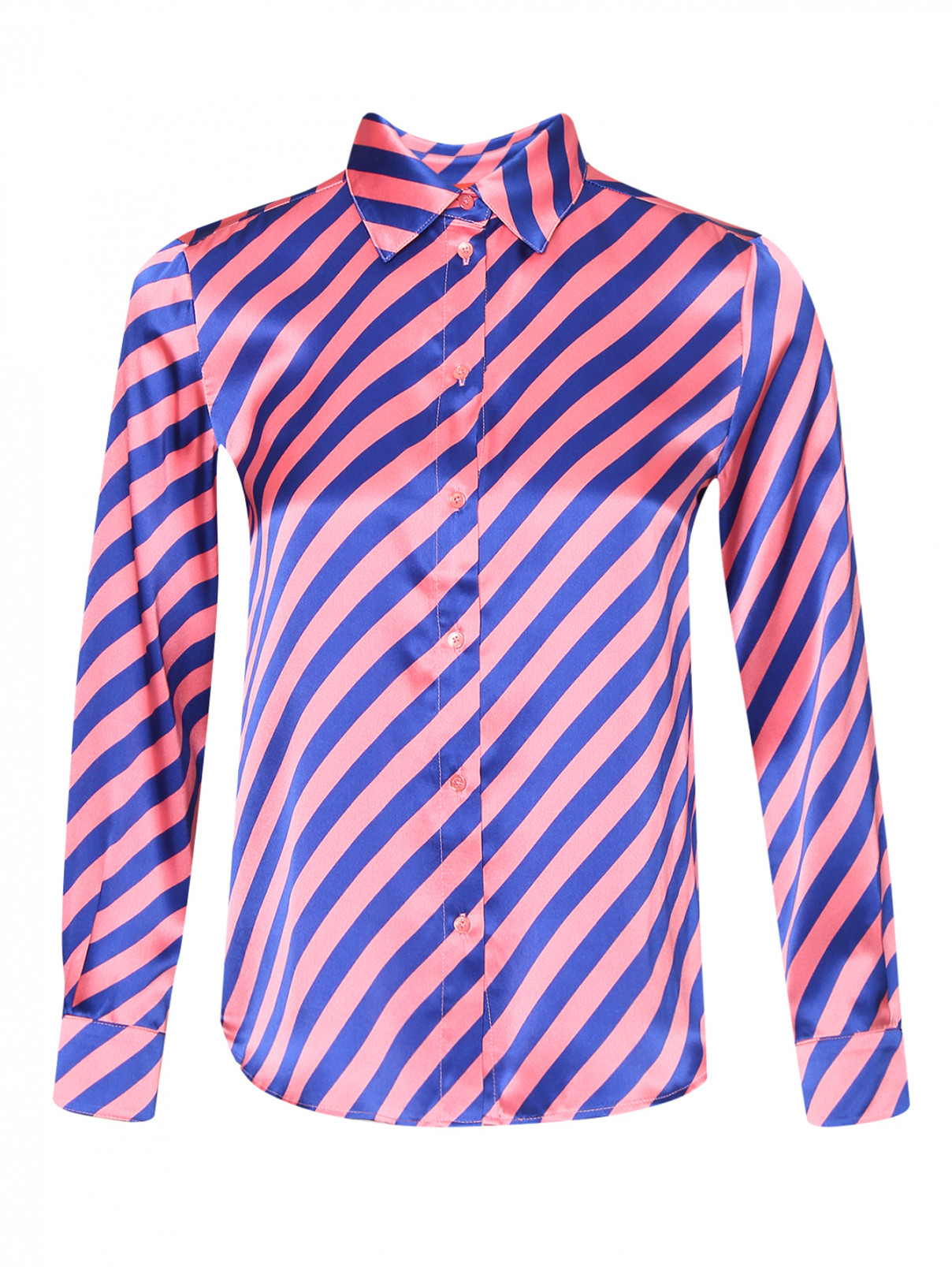 Блуза из шелка с узором полоска Max&Co  –  Общий вид  – Цвет:  Мультиколор
