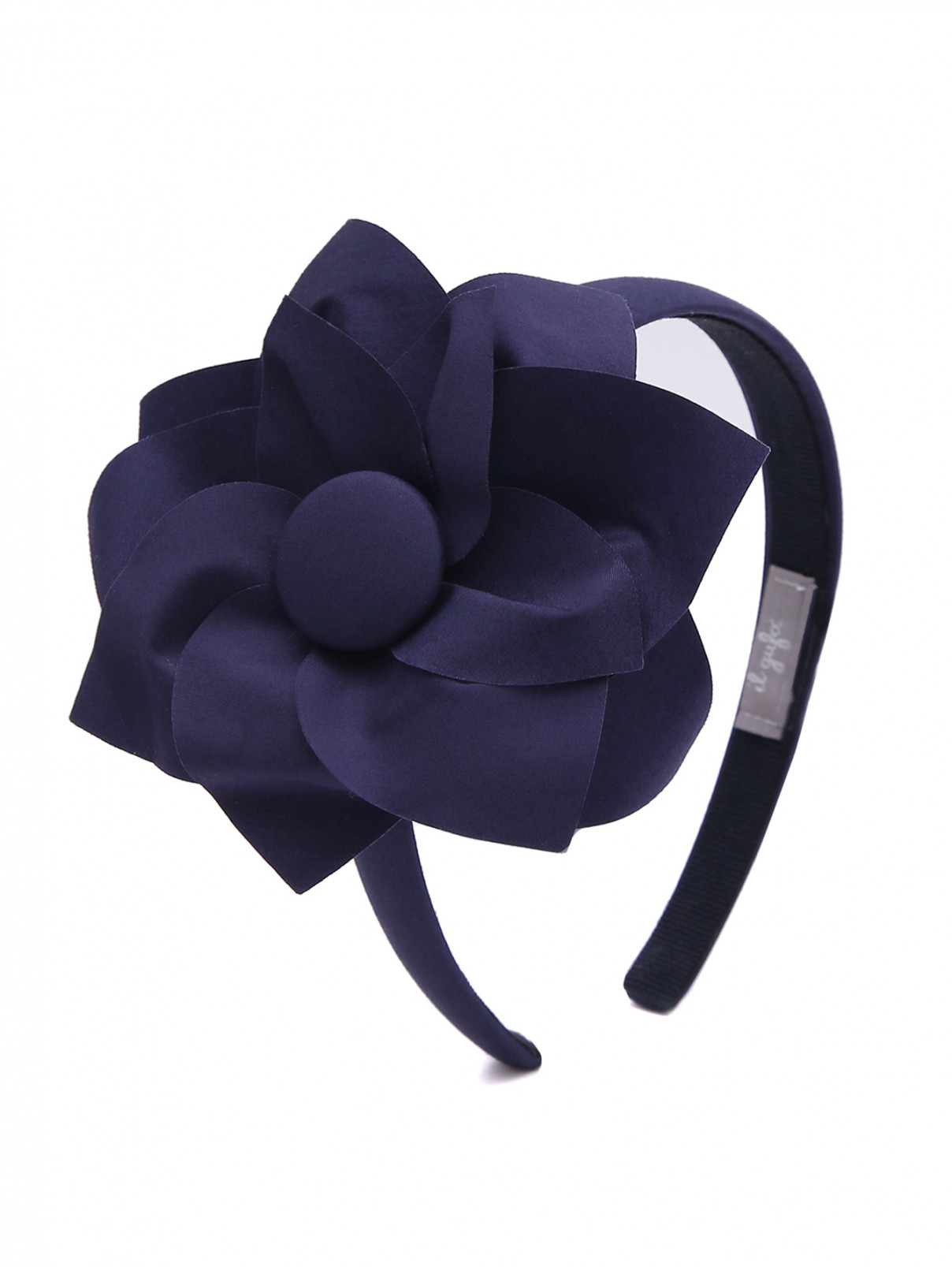 Ободок из хлопка с декоративным цветком Il Gufo  –  Общий вид  – Цвет:  Синий