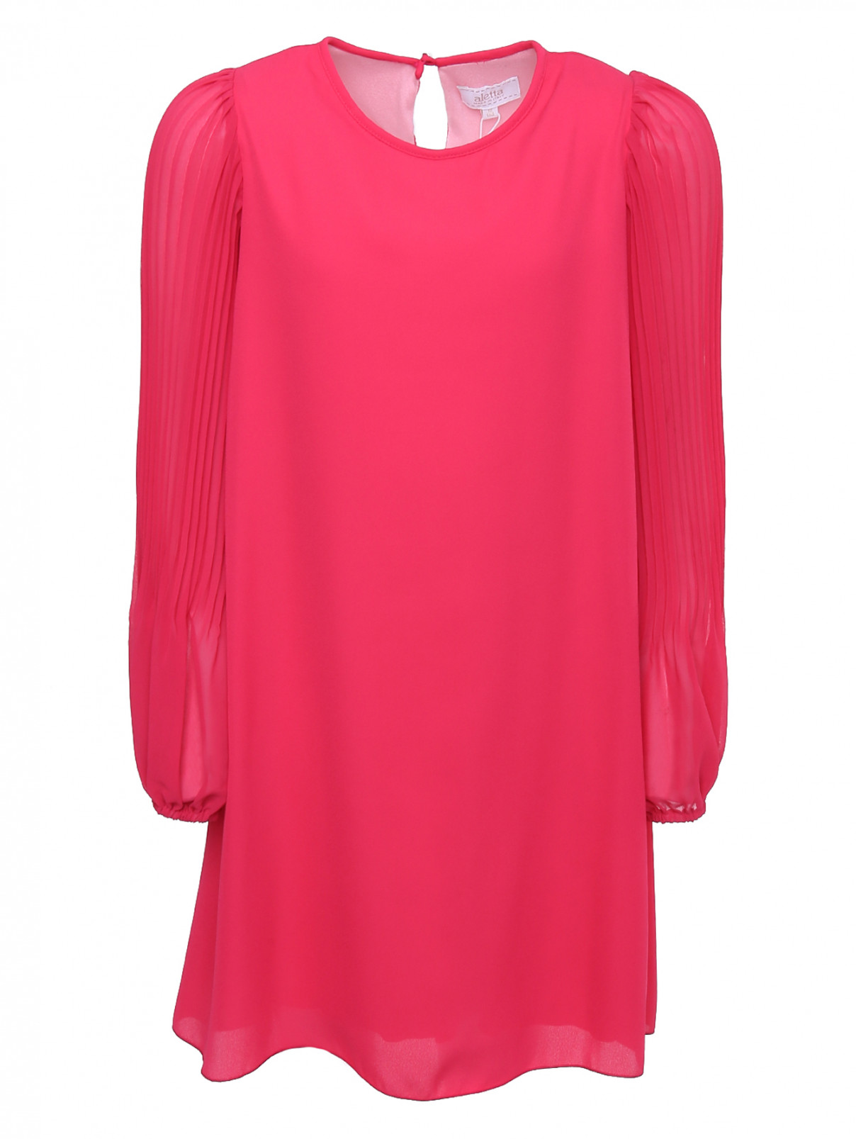 Платье-мини с плиссированными рукавами Aletta Couture  –  Общий вид  – Цвет:  Розовый