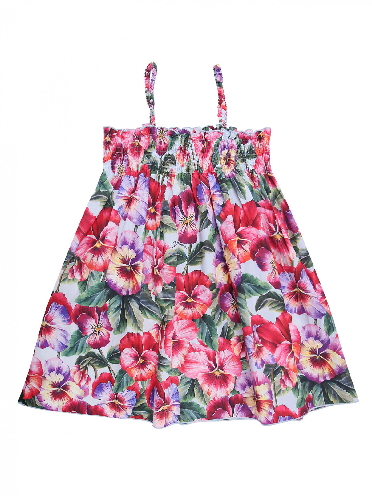 Платье из хлопка на лямках Dolce & Gabbana  –  Общий вид  – Цвет:  Узор