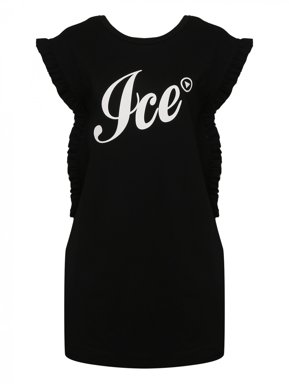 Платье из хлопка с контрастным принтом Ice Play  –  Общий вид  – Цвет:  Черный