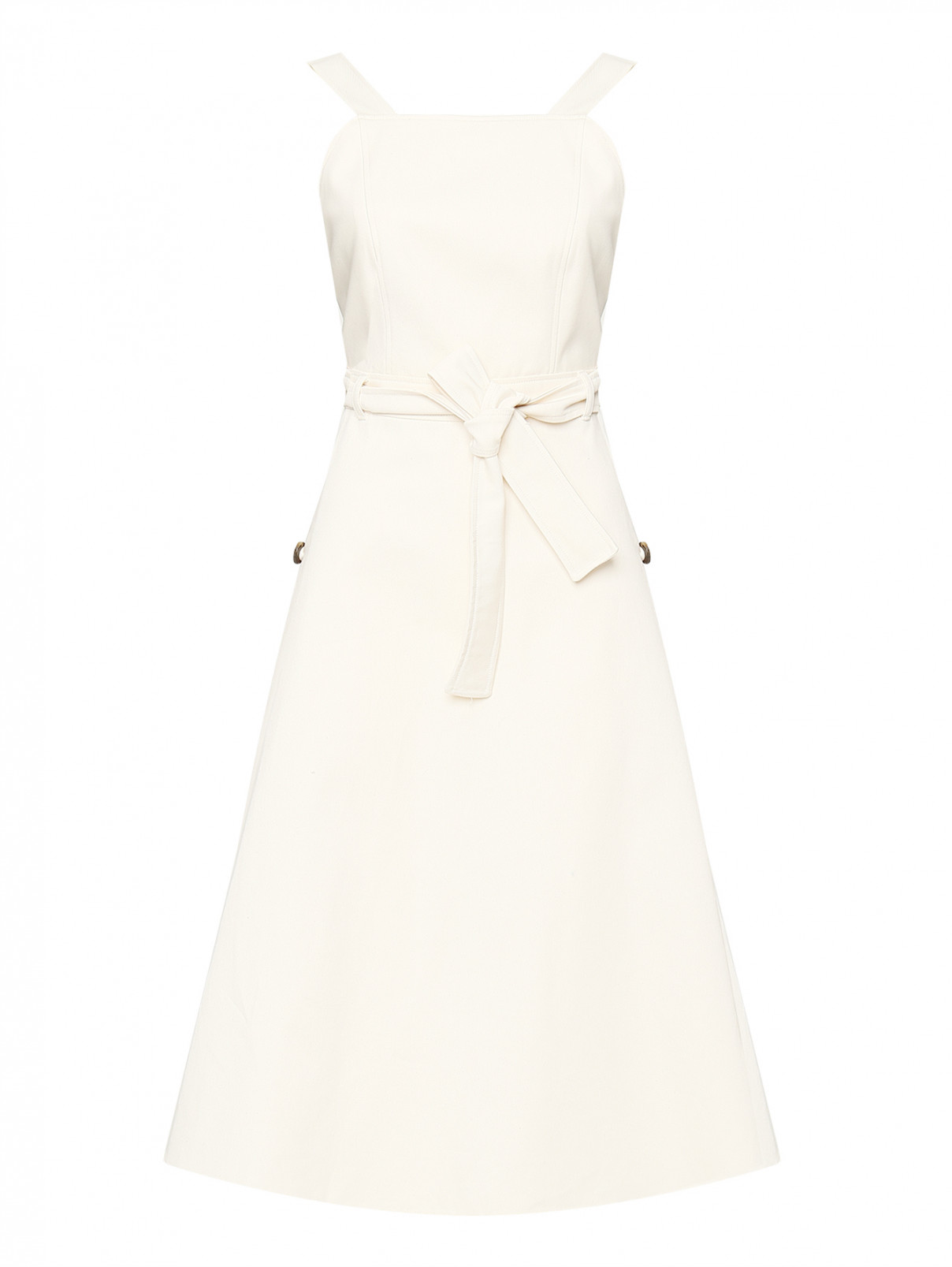 Платье на бретелях из хлопка Weekend Max Mara  –  Общий вид  – Цвет:  Бежевый