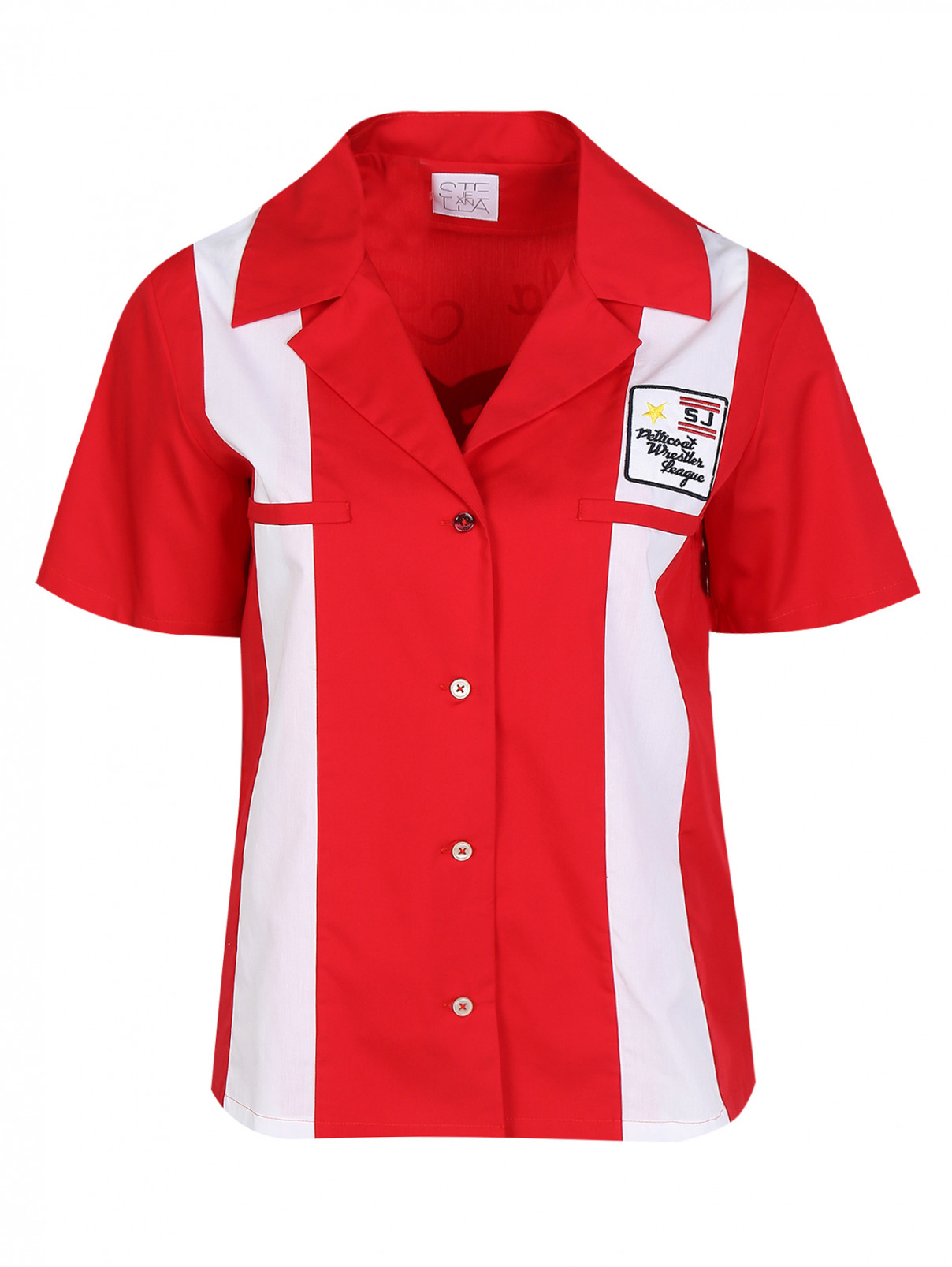 Блуза из хлопка с принтом и аппликациями Stella Jean  –  Общий вид  – Цвет:  Узор