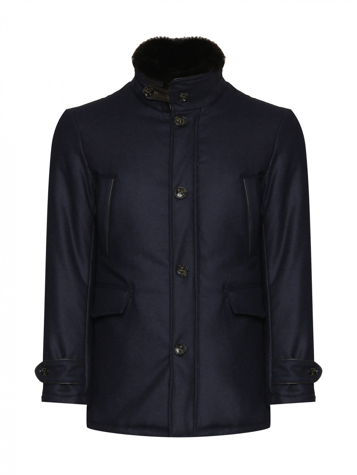 Утепленная куртка из шерсти со съемным воротником Tombolini  –  Общий вид  – Цвет:  Синий