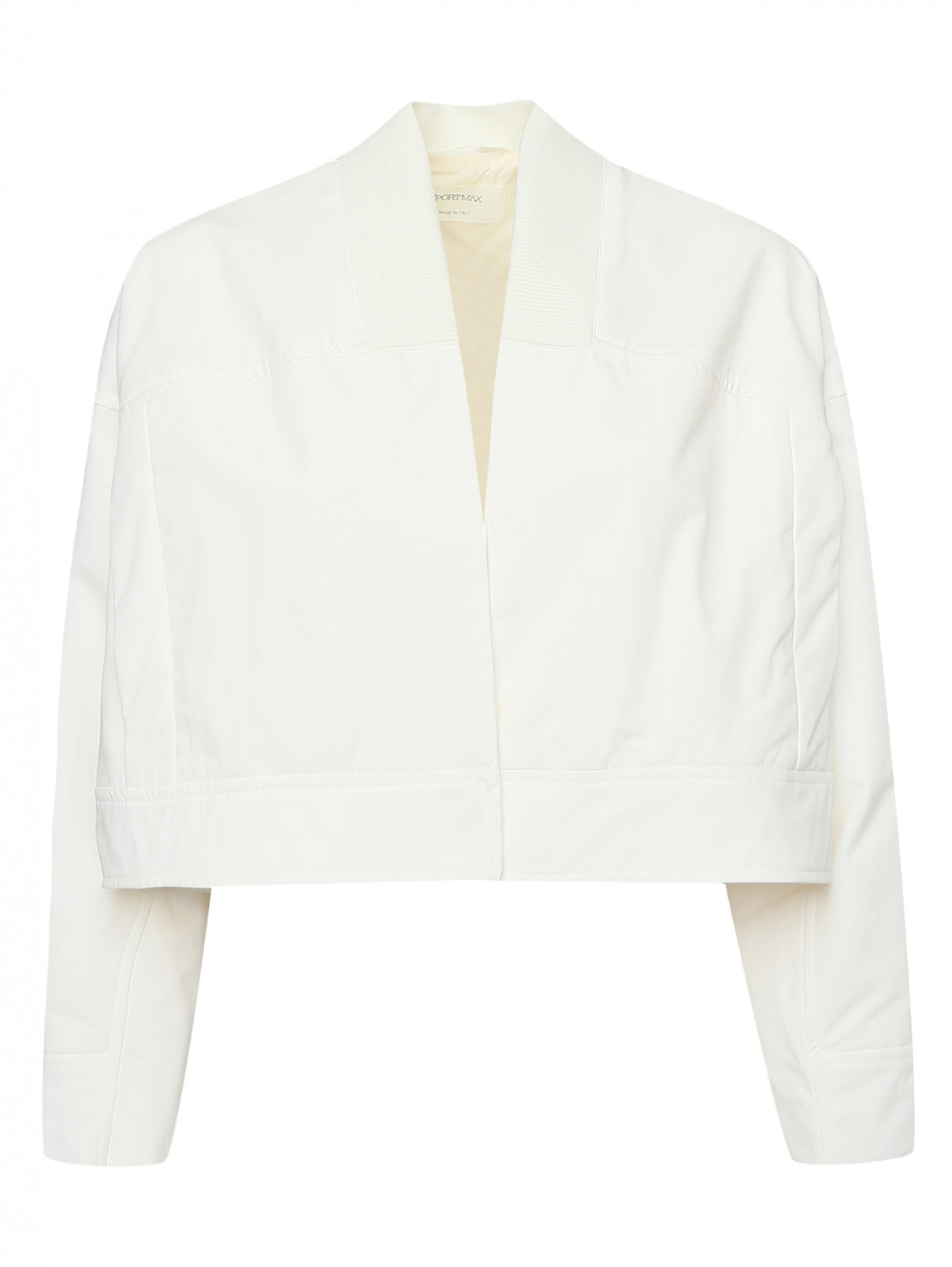 Куртка укороченная из хлопка Sportmax  –  Общий вид  – Цвет:  Белый