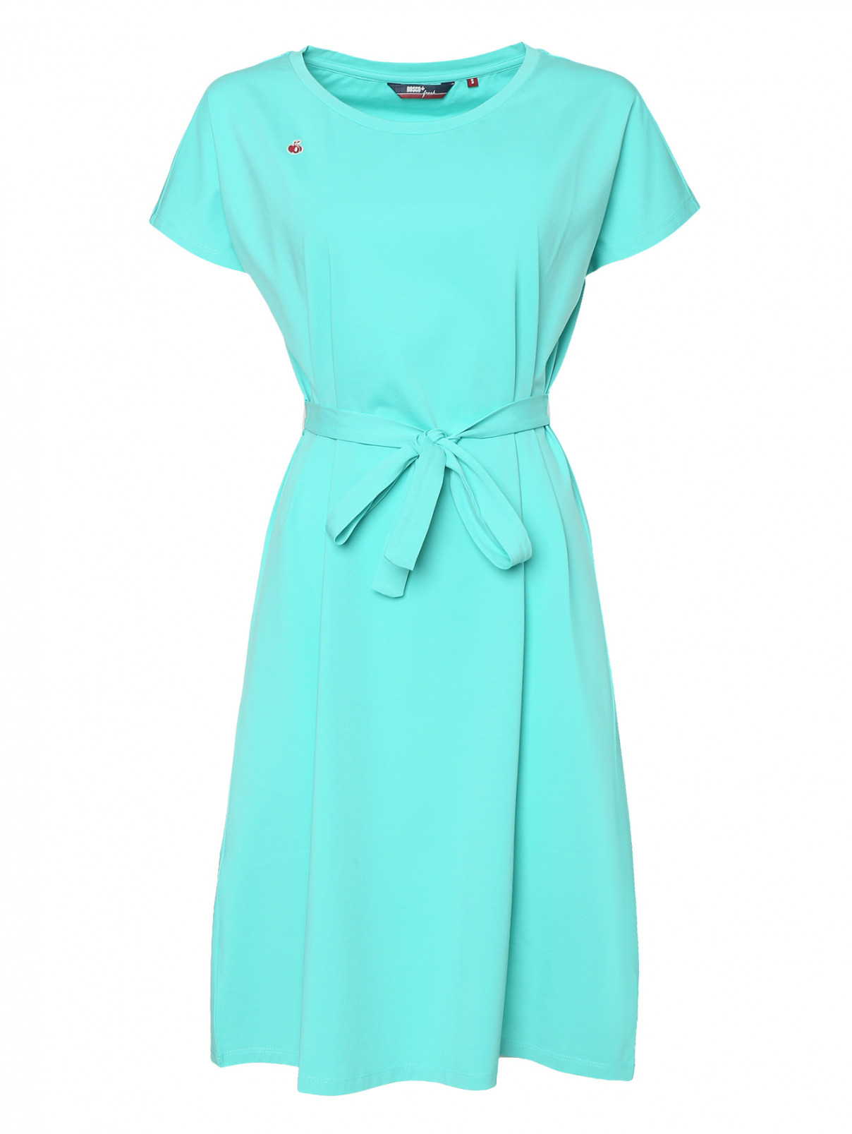 Платье из хлопка с поясом BOSCO  –  Общий вид  – Цвет:  Зеленый