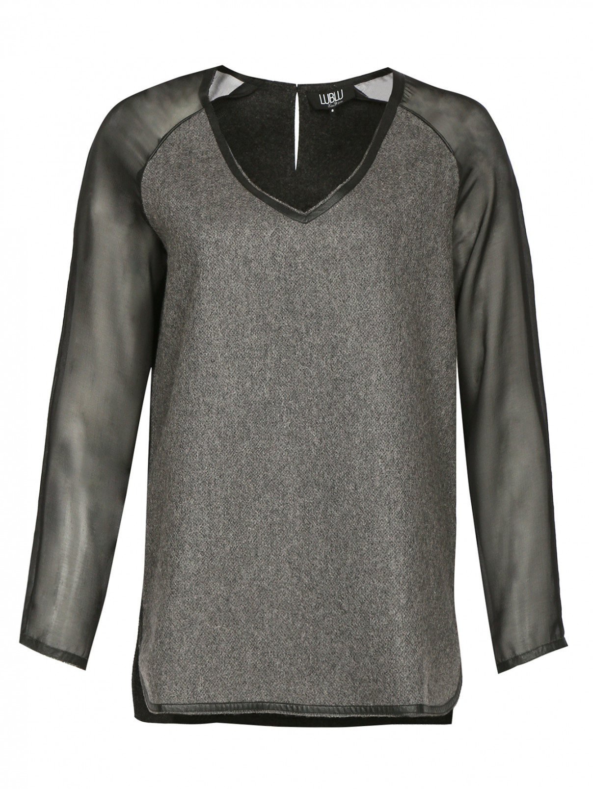 Джемпер из шерсти с шелковыми рукавами Kira Plastinina  –  Общий вид  – Цвет:  Серый