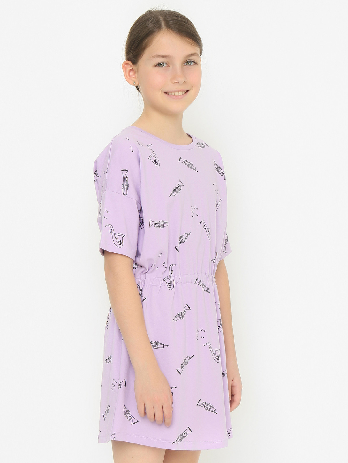Платье из трикотажа с узором Sproet & Sprout  –  МодельВерхНиз  – Цвет:  Фиолетовый