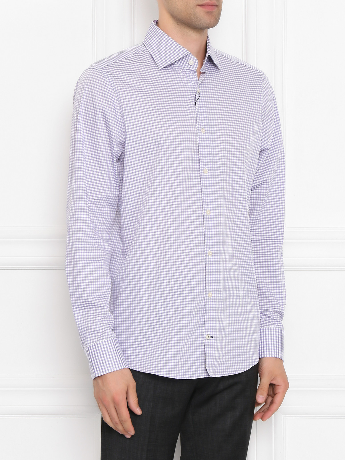 Рубашка из хлопка с узором Joop  –  МодельВерхНиз  – Цвет:  Фиолетовый