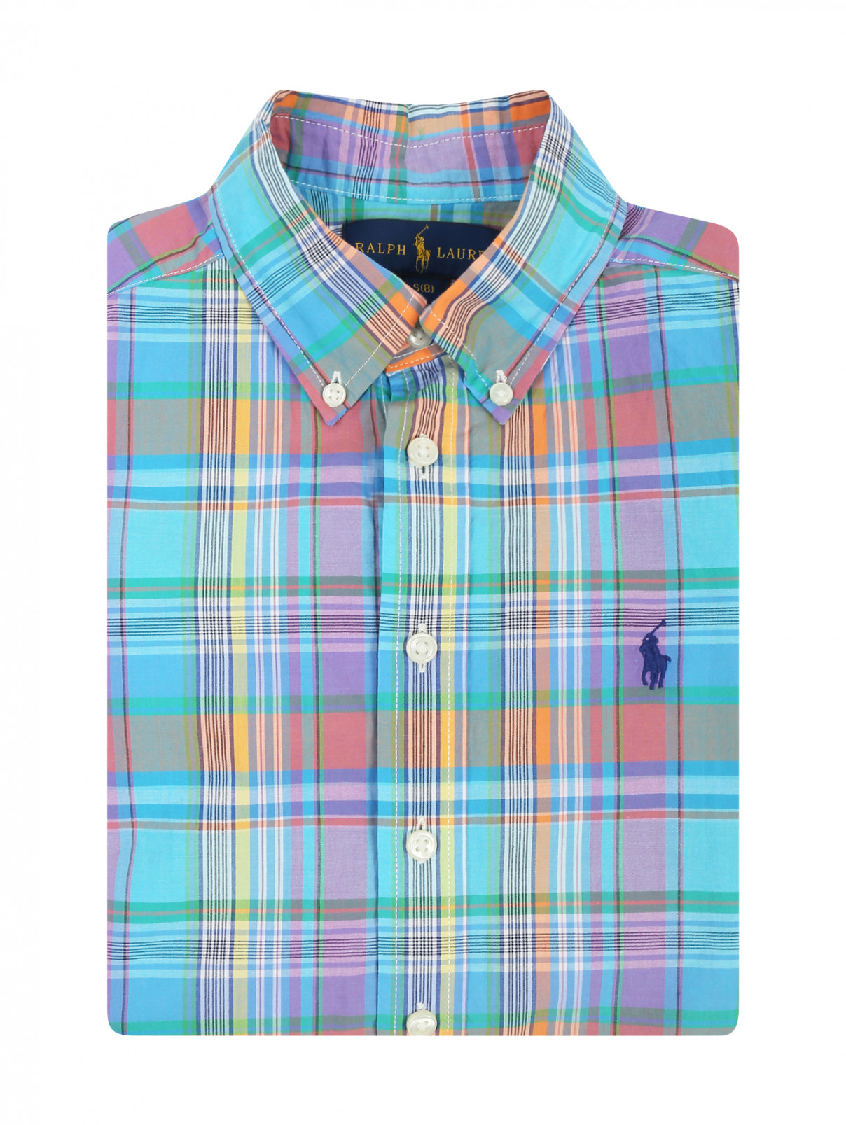 Хлопковая рубашка в клетку Ralph Lauren  –  Общий вид  – Цвет:  Синий