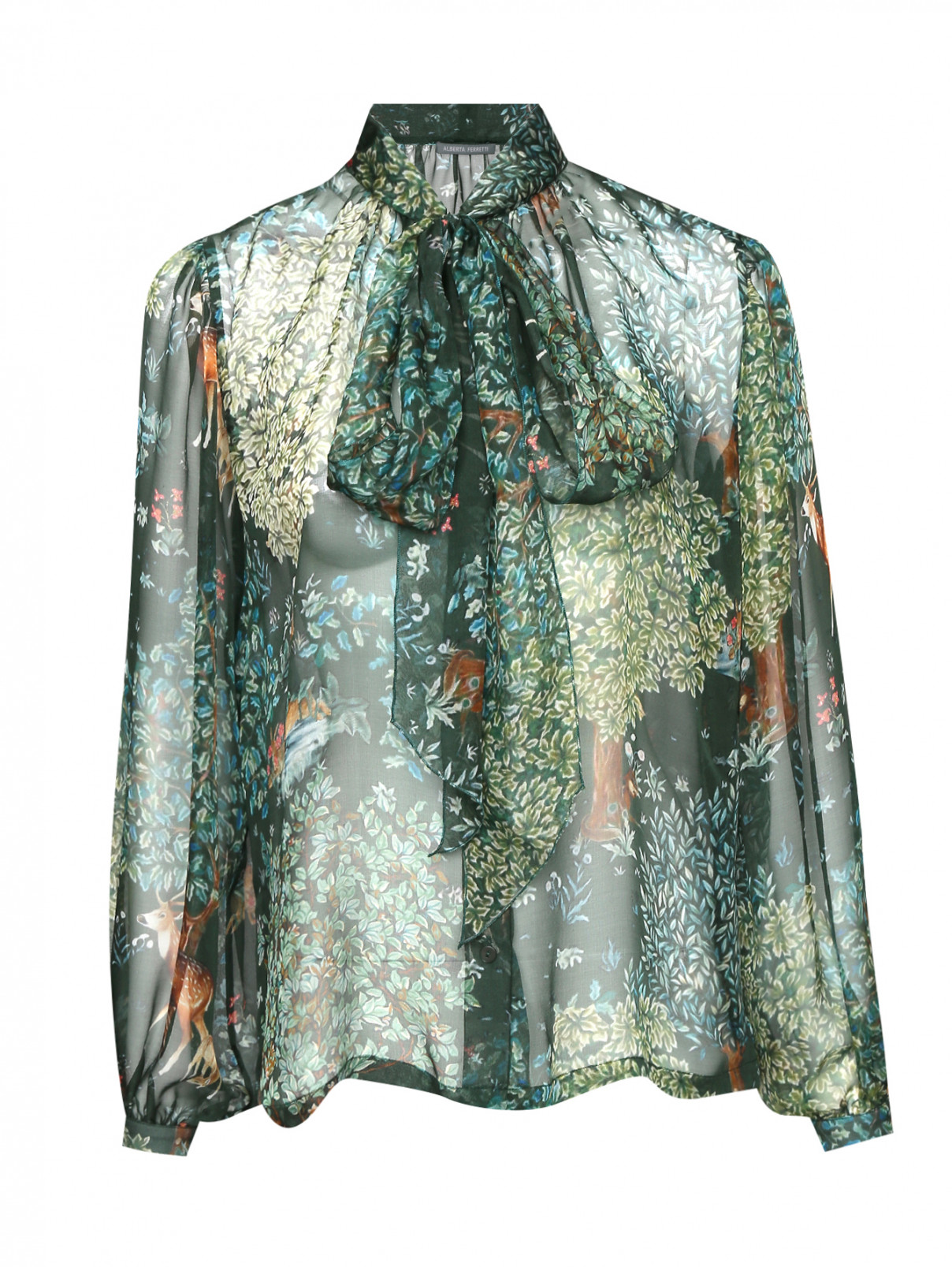 Блуза из шелка свободного кроя с узором Alberta Ferretti  –  Общий вид  – Цвет:  Узор