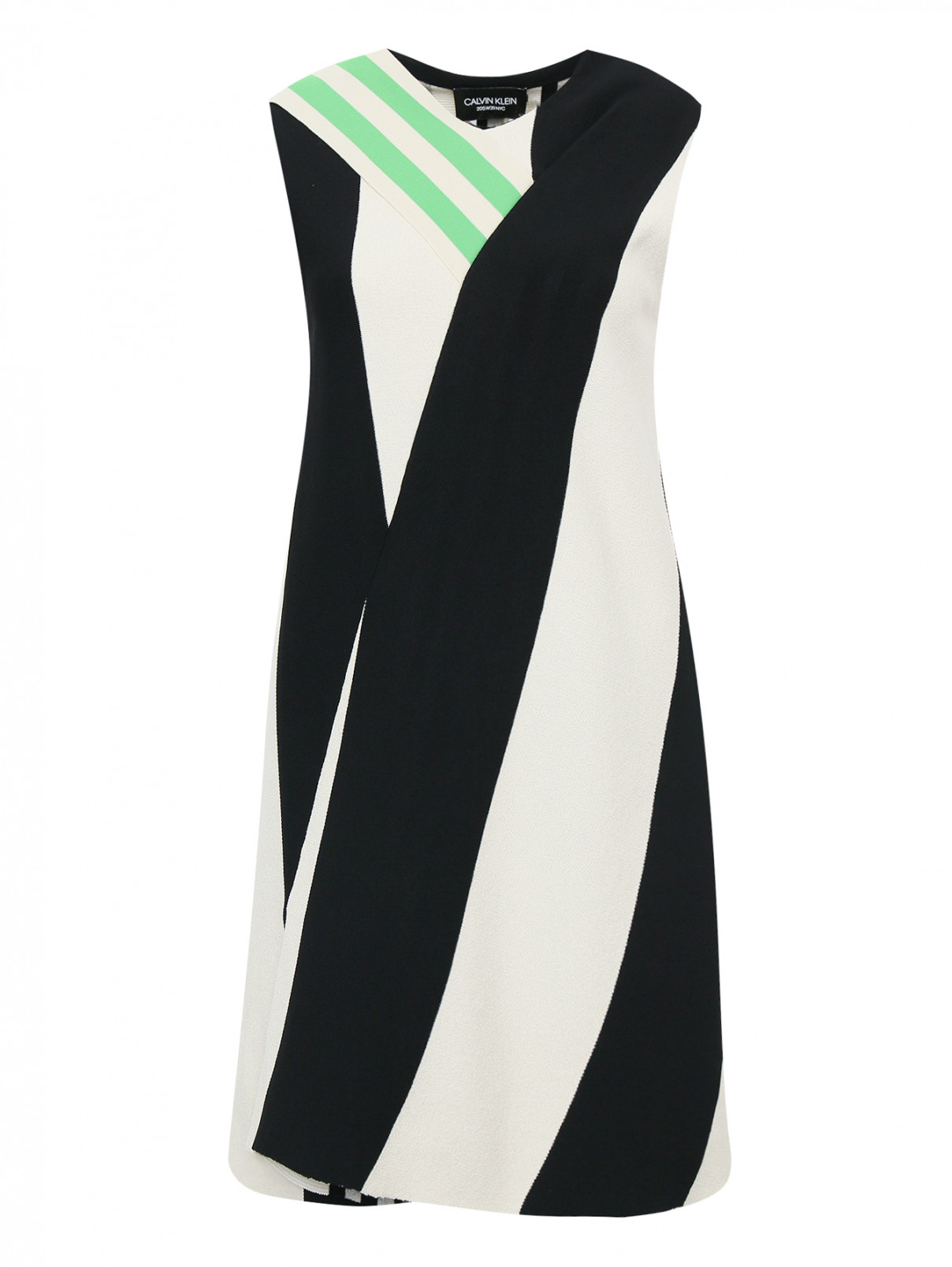 Платье без рукавов с узором "полоска" Calvin Klein 205W39NYC  –  Общий вид  – Цвет:  Черный