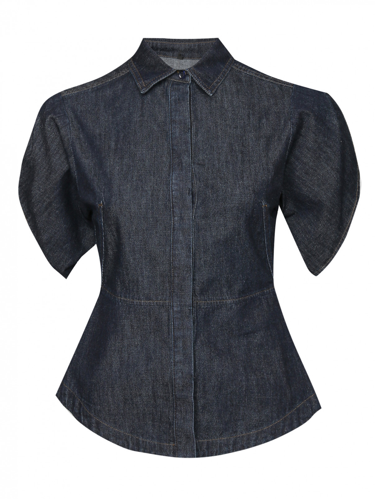 Джинсовая рубашка с коротким рукавом Sportmax  –  Общий вид  – Цвет:  Синий