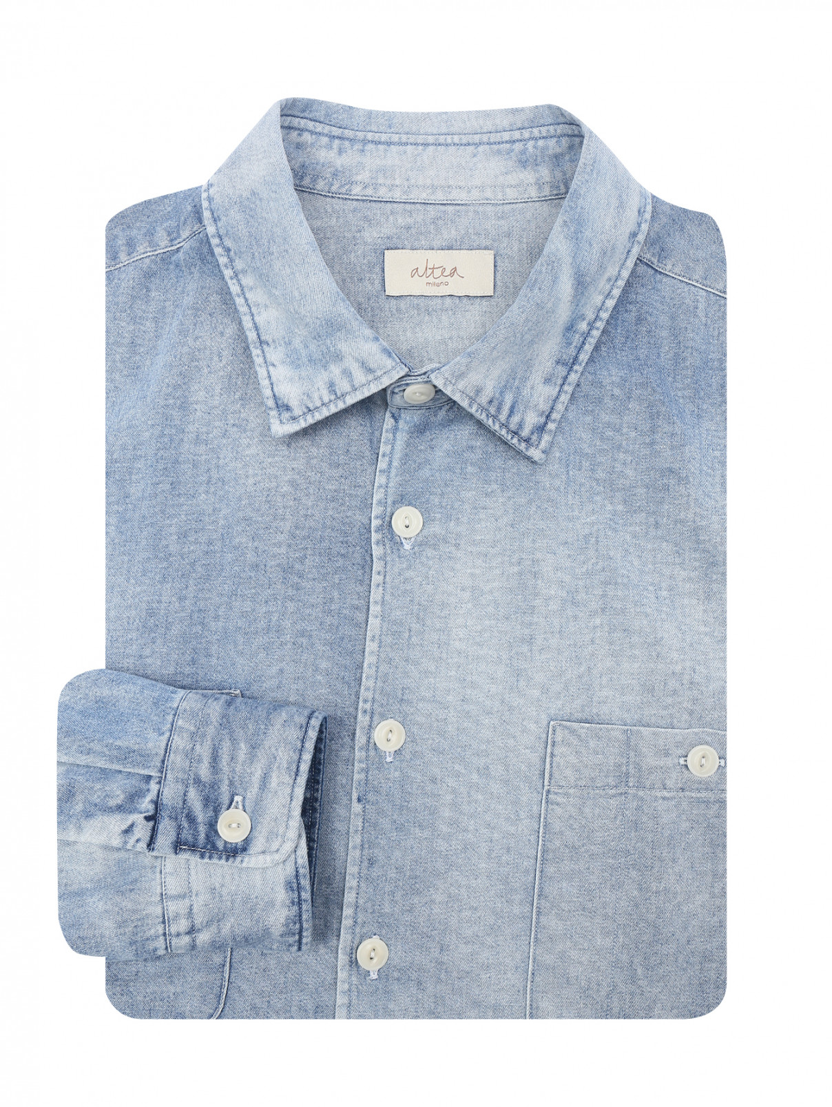 Рубашка из денима с карманами Altea  –  Общий вид  – Цвет:  Синий