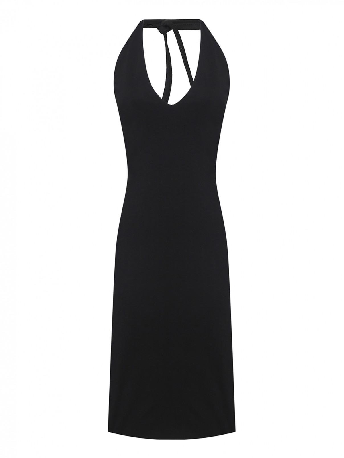 Платье на тонких бретелях с открытой спиной Moschino  –  Общий вид  – Цвет:  Черный