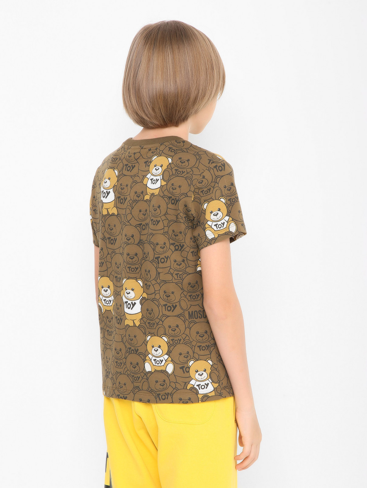 Хлопковая футболка с узором Moschino  –  МодельВерхНиз1  – Цвет:  Зеленый