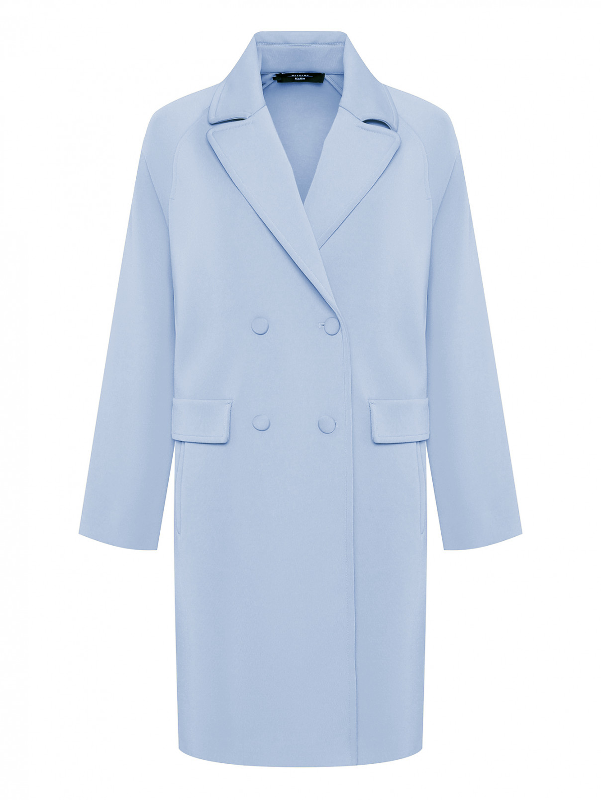 Двубортное пальто из трикотажа Weekend Max Mara  –  Общий вид  – Цвет:  Синий
