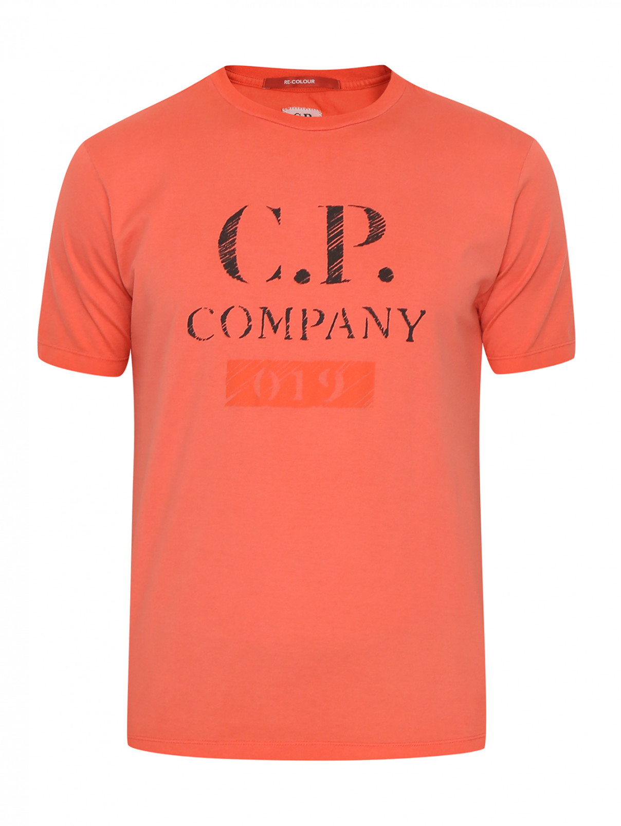 Футболка из хлопка с принтом C.P. Company  –  Общий вид  – Цвет:  Оранжевый