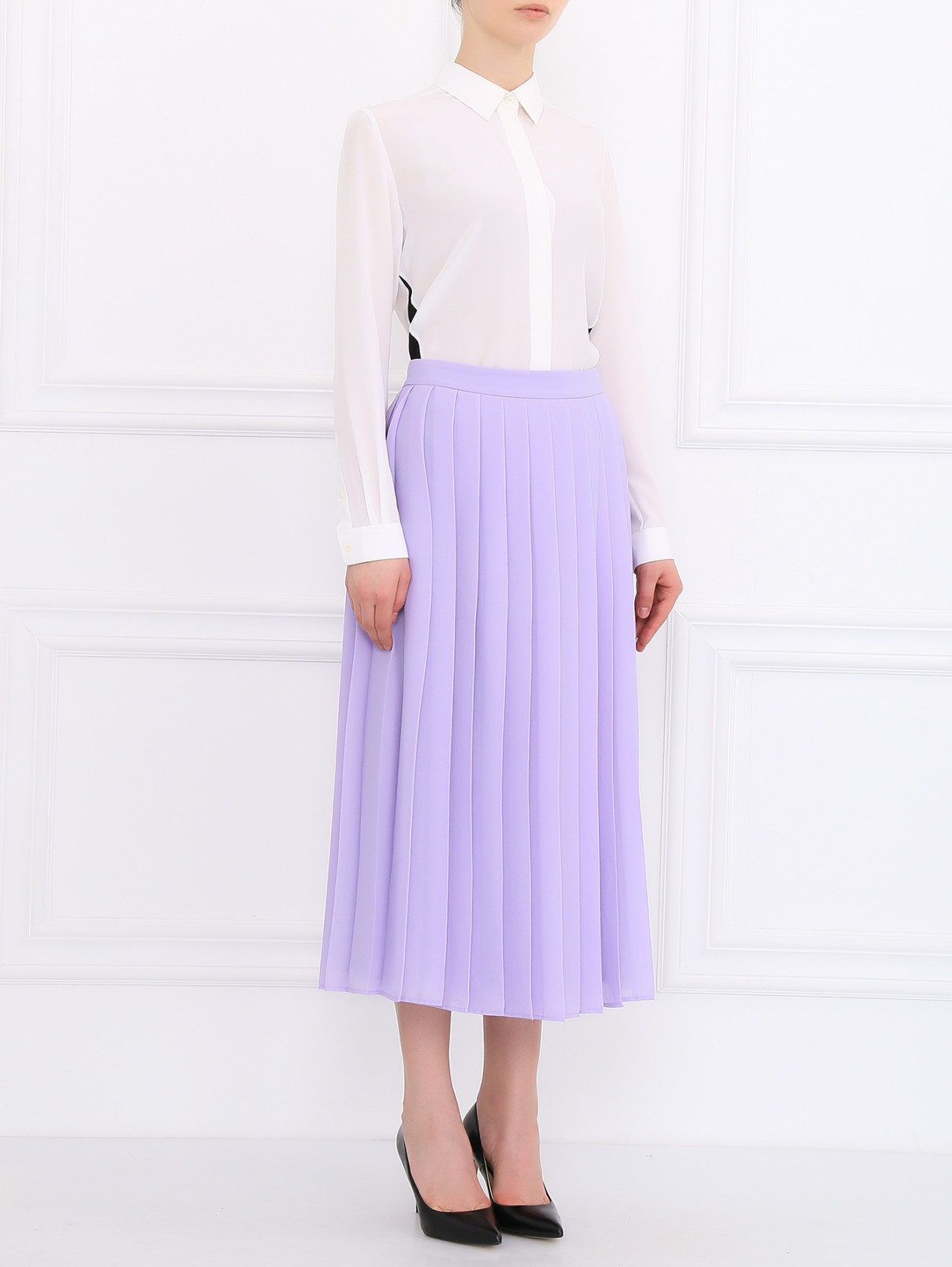 Плиссированная юбка-миди Love Moschino  –  Модель Общий вид  – Цвет:  Фиолетовый