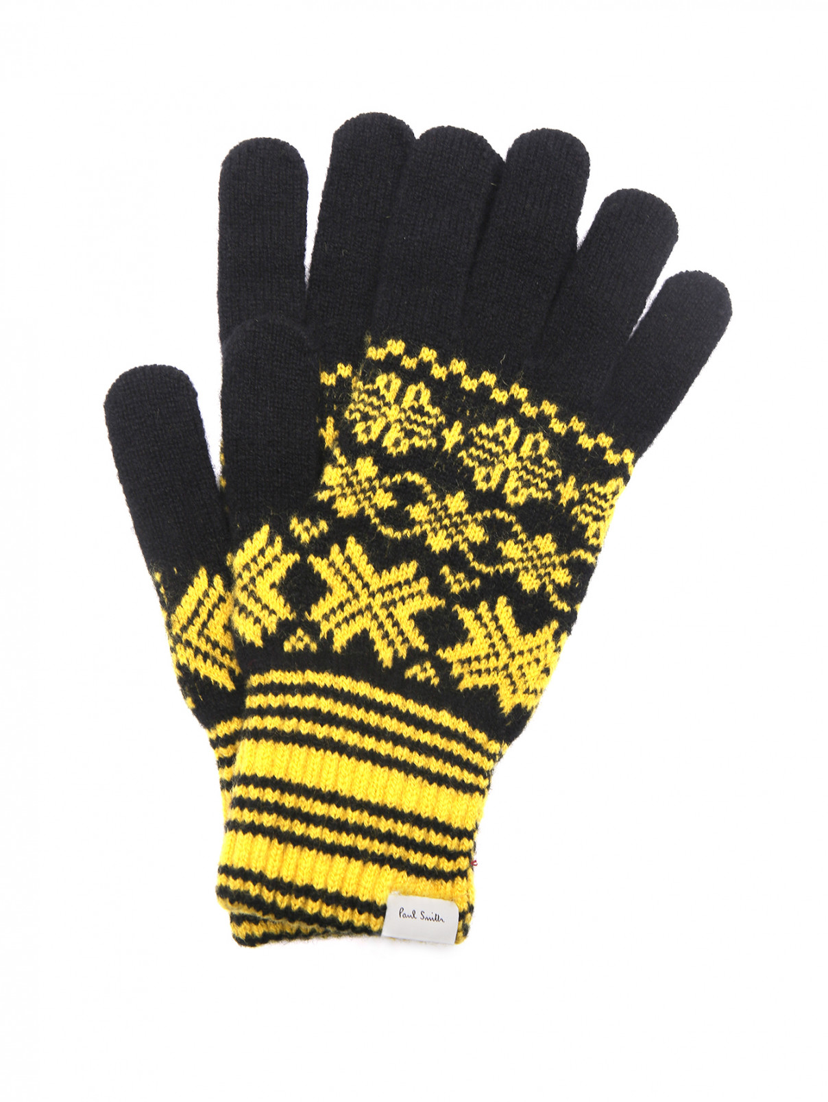 Трикотажные перчатки из шерсти с узором Paul Smith  –  Общий вид  – Цвет:  Черный