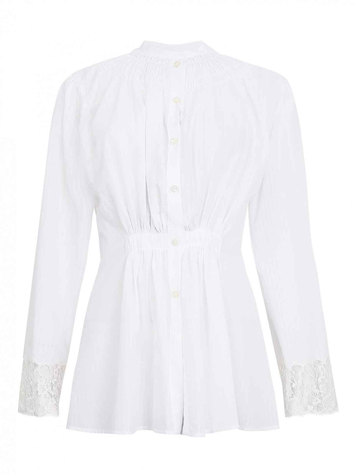Блуза из хлопка с кружевной отделкой Etro  –  Общий вид  – Цвет:  Белый