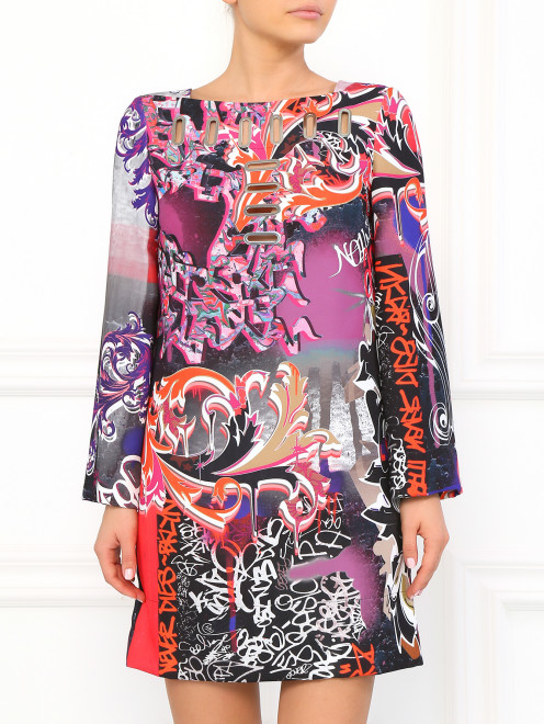 Платье с принтом "граффити" и металлической фурнитурой Versace Collection - Модель Верх-Низ