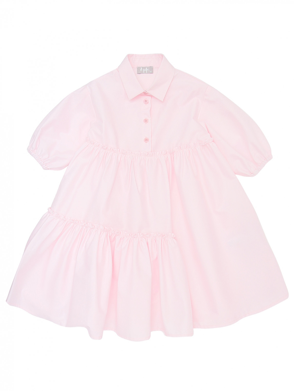Хлопковое платье с воротником Il Gufo  –  Общий вид  – Цвет:  Розовый