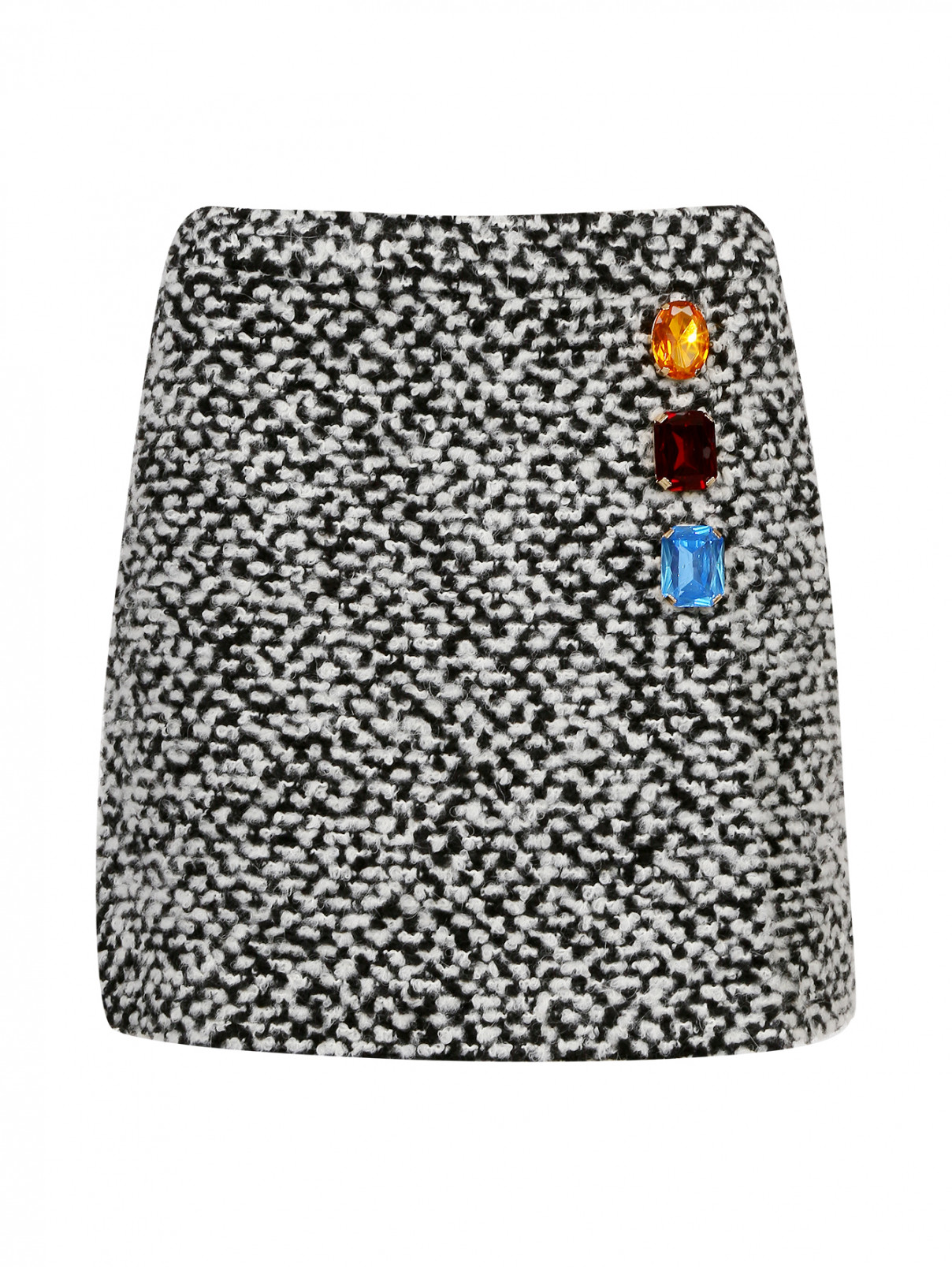 Мини-юбка с декоративными кристаллами Moschino Boutique  –  Общий вид  – Цвет:  Серый
