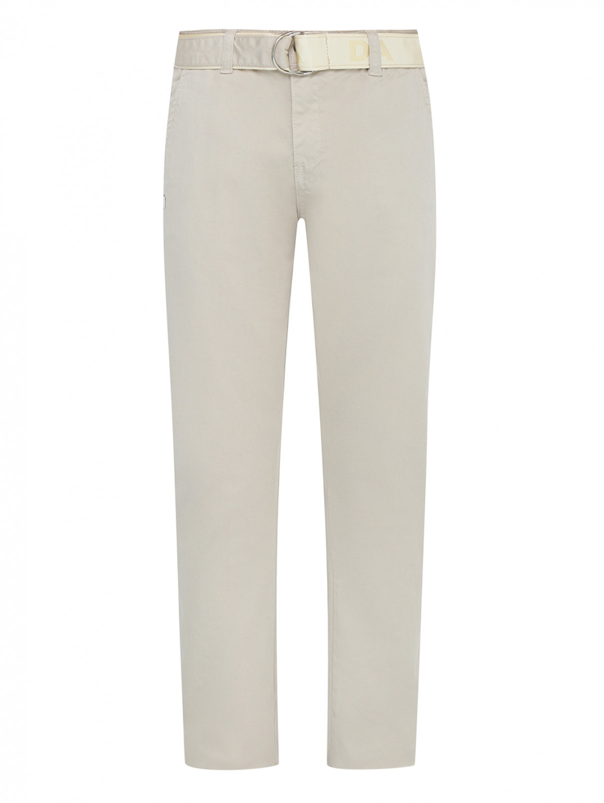 Хлопковые брюки с поясом Daniele Alessandrini  –  Общий вид  – Цвет:  Бежевый