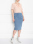 Джинсовая юбка-карандаш с декоративными отстрочками Ashley Graham x Marina Rinaldi  –  МодельОбщийВид