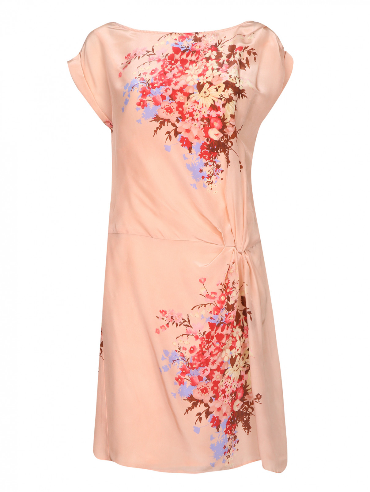Платье из шелка с цветочным узором Max&Co  –  Общий вид  – Цвет:  Розовый