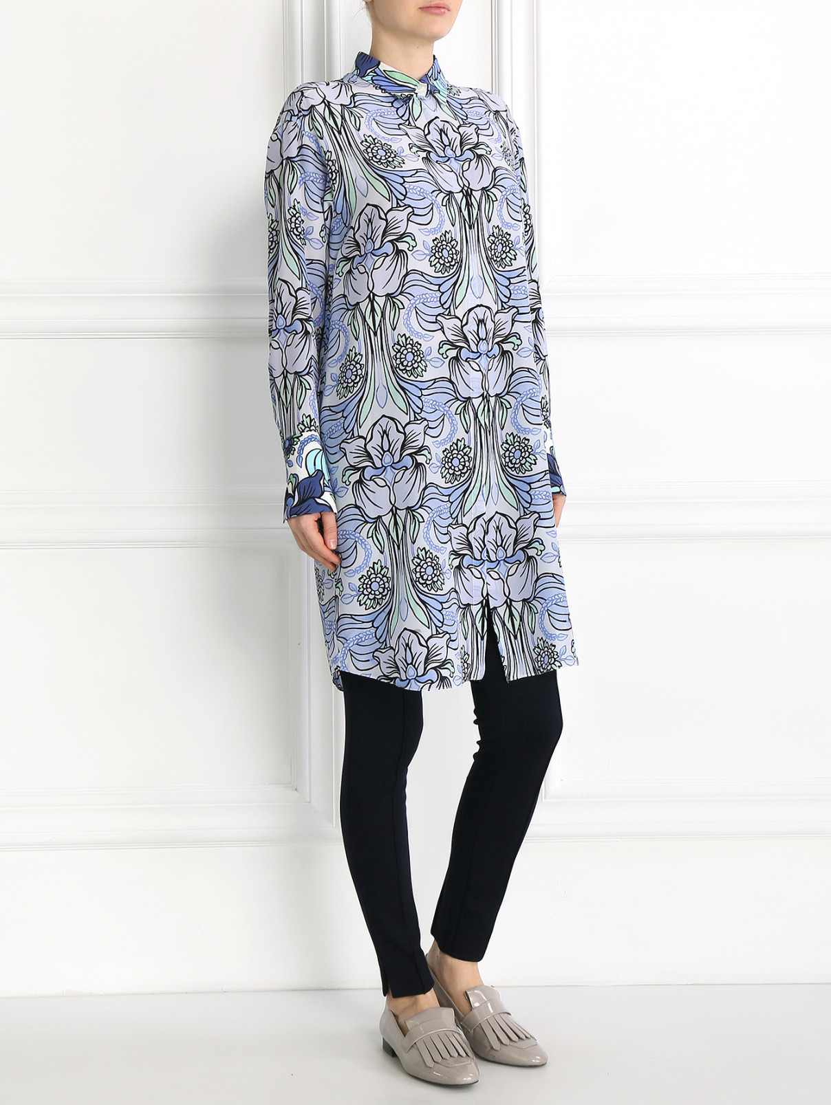 Блуза из шелка с цветочным узором Aquilano Rimondi  –  Модель Общий вид  – Цвет:  Узор