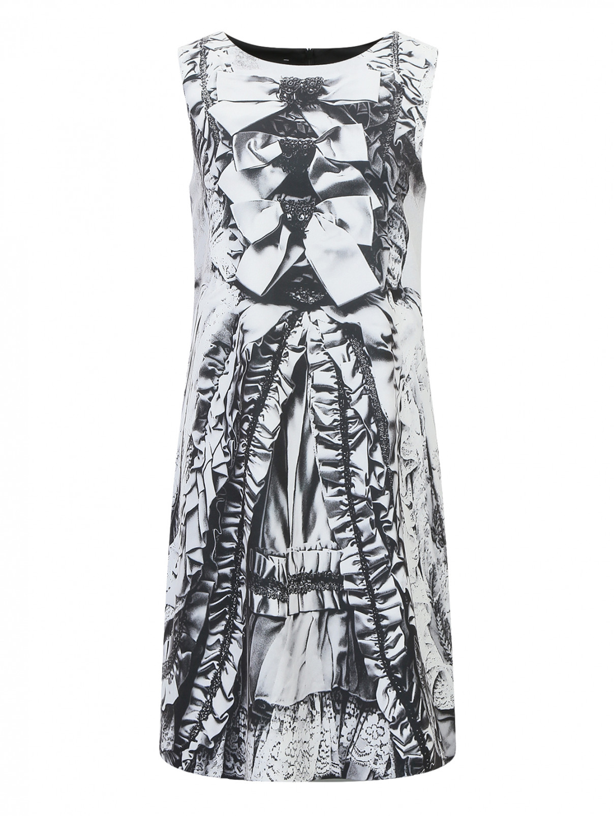 Платье с узором без рукавов Moschino Boutique  –  Общий вид  – Цвет:  Черный
