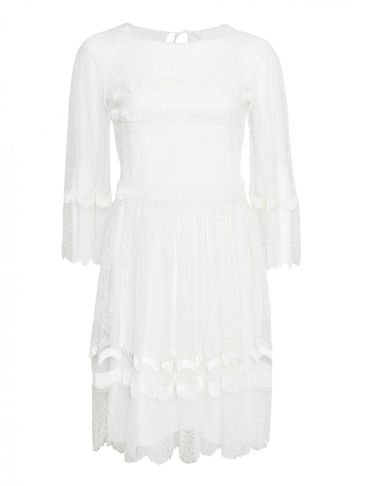 Платье из сетки и кружева Alberta Ferretti  –  Общий вид  – Цвет:  Белый
