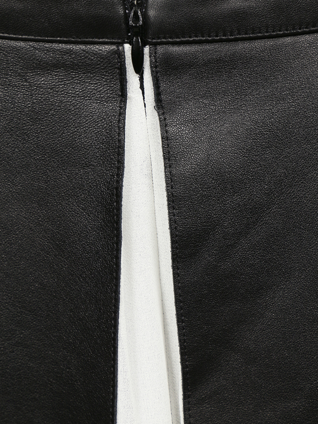 Юбка-мини из кожи  с плиссировкой Sonia Rykiel  –  Деталь1  – Цвет:  Черный