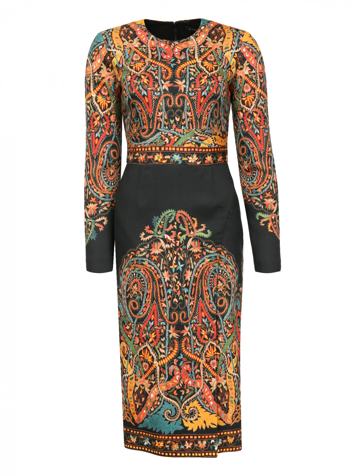 Платье-миди из шерсти с узором Etro  –  Общий вид  – Цвет:  Узор