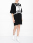 Трикотажное платье с узором,декорированное пайетками Love Moschino  –  МодельОбщийВид