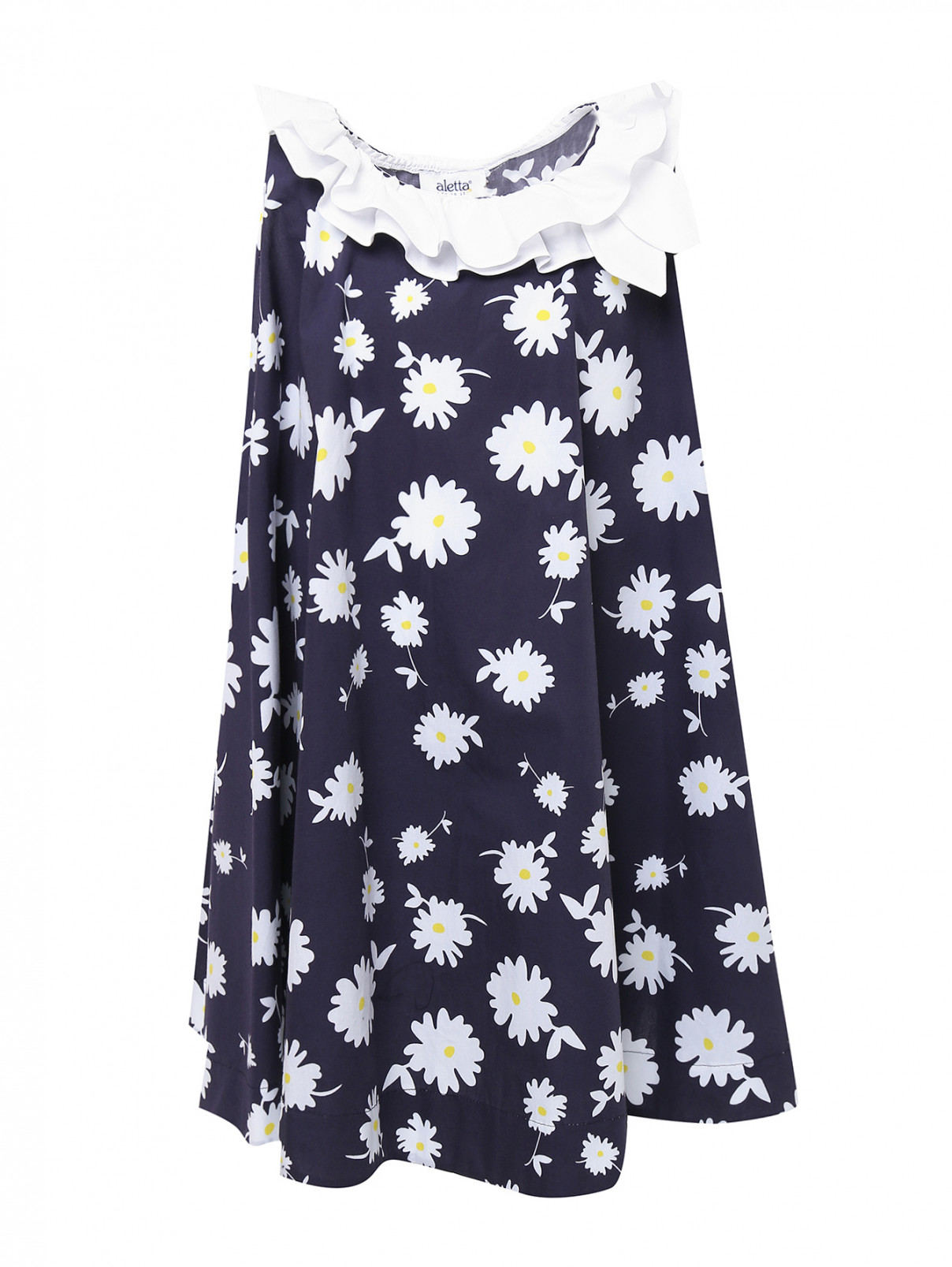 Платье хлопковое с цветочным узором Aletta  –  Общий вид  – Цвет:  Синий
