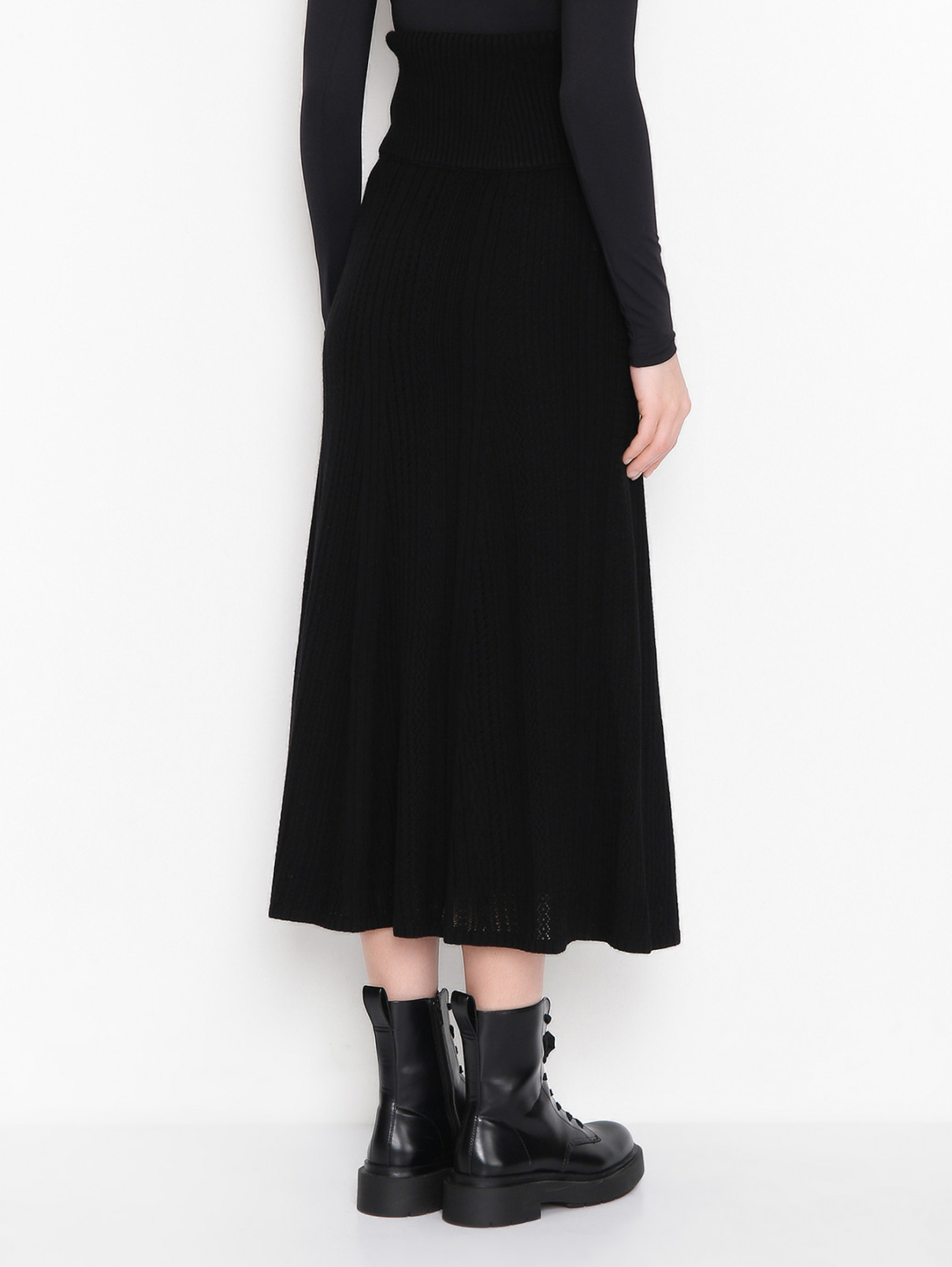 Однотонная юбка-миди из шерсти Dorothee Schumacher  –  МодельВерхНиз1  – Цвет:  Черный
